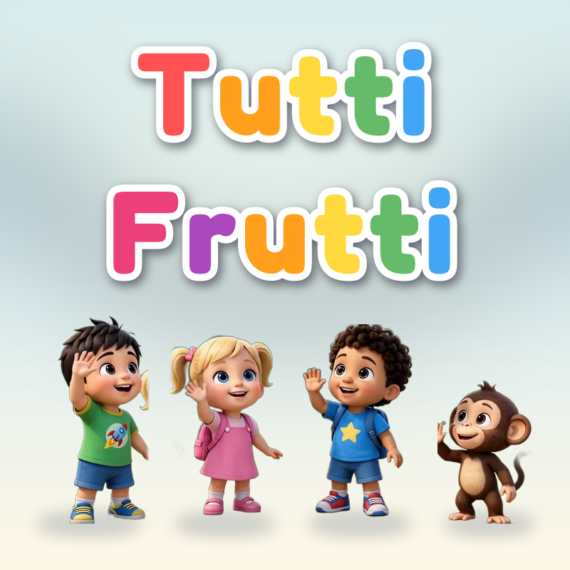 TuttiFrutti Official kids songs logo with Leo the Lion and friends